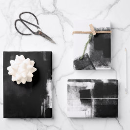 Modern Black White Grey Rustic Abstract s3 Inpakpapier Vel