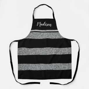 Modern Black White Grey Silver, persoonlijk  Schort