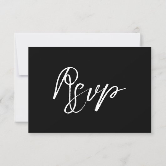Modern Black White Hand Lettered Meals Wedding RSVP Kaartje (Achterkant)
