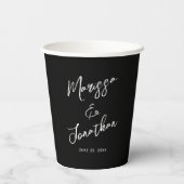 Modern Black White Hand Lettered Script Wedding Papieren Bekers (Achterkant)
