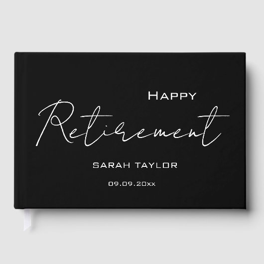 Modern Black White Happy Retirement Personalized  (Recto)