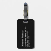 Modern Black White Houndstooth Monogram en naam Bagagelabel (Achterkant verticaal)