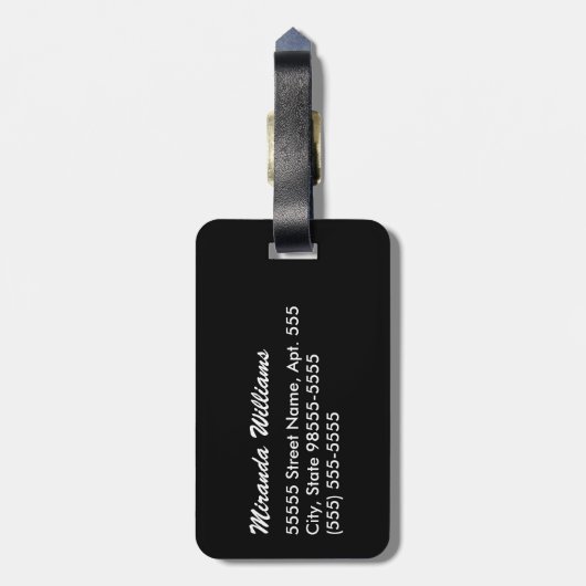 Modern Black White Houndstooth Monogram en naam Bagagelabel (Achterkant verticaal)