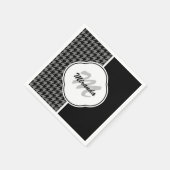 Modern Black White Houndstooth Monogram en naam Servet (Hoek)