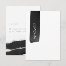 Modern Black + White Ink Wedding RSVP-kaart