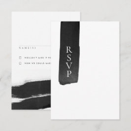 Modern Black + White Ink Wedding RSVP-kaart Kaart