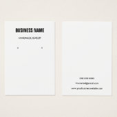 Modern black & white jewelry earring display card (Devant & derrière)