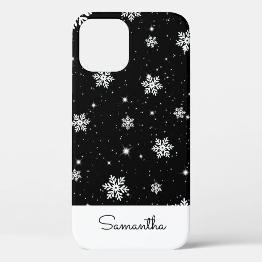 Modern Black White-kerstsnowflake-patroon Case-Mate iPhone Case (Achterkant)