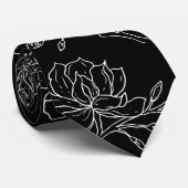 Modern Black & White Magnolia Wedding Stropdas (Opgerold)