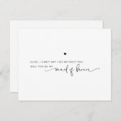 Modern Black White Maid of Honor proposal Kaart (Voorkant / Achterkant)