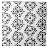 Modern Black White Mandala Marble Ceramic Tegel Tegeltje (Voorkant)