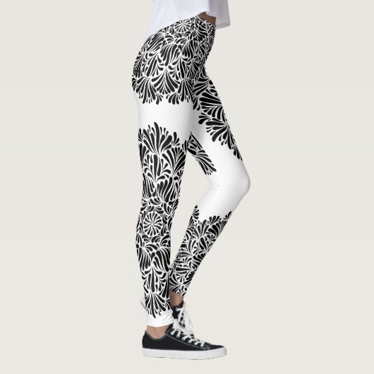Modern Black & White Mandala Pattern Geometric Leggings (Rechts)