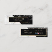 Modern Black White Marble Gold Mini Visitekaartje (Voorkant / Achterkant)