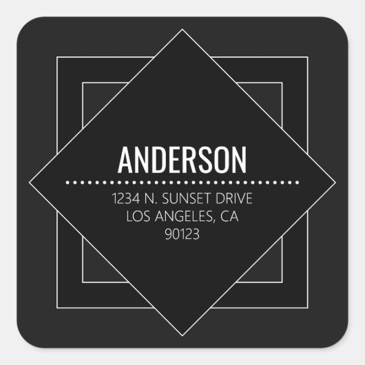 Modern Black & White Minimalist Geometric Vierkante Sticker (Voorkant)