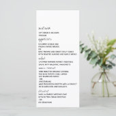 Modern Black & White Minimalist Script Wedding Menu (Staand voorkant)
