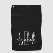 Modern Black White Monogram Name Golfhanddoek (Voorkant)