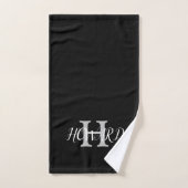 Modern Black White Monogram Name Passen getrouwd Bad Handdoek (Handdoek)