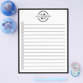 Modern Black White Monogram Name To Do List Flyer (Enkel)