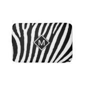 Modern Black White Monogram Stripes Name Initiaal Badmat (Voorkant)