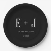 Modern Black White Monogram Weddenschap Papieren Bordje (Voorkant)