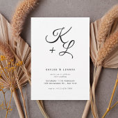 Modern Black & White Monogram Wedding Invitation