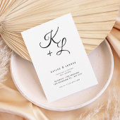 Modern Black & White Monogram Wedding Invitation
