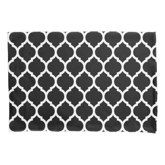 Modern Black White Moroccan Quatrefoil Pattern Kussensloop (Voorkant-Links)