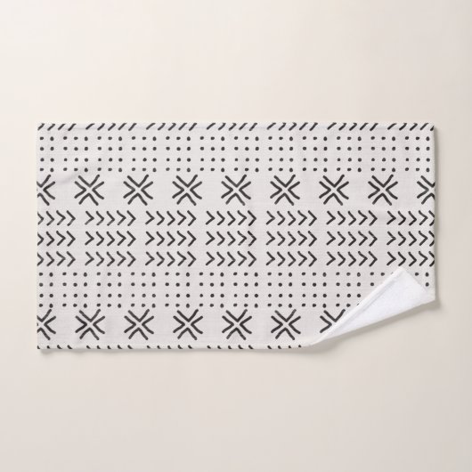 Modern Black White Mudcloth African Pattern Bad Handdoek (Handdoek)