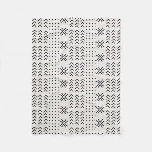 Modern Black White Mudcloth African Pattern Fleece Deken (Voorkant)