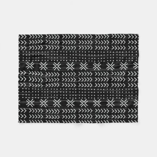 Modern Black White Mudcloth African Pattern Fleece Deken (Voorkant (Horizontaal))