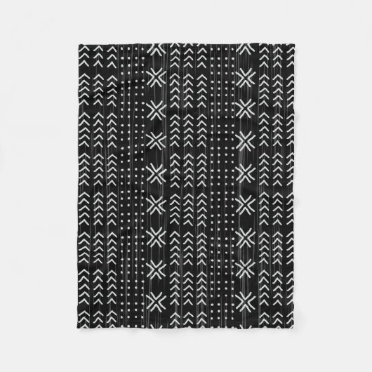 Modern Black White Mudcloth African Pattern Fleece Deken (Voorkant)