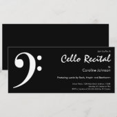 Modern Black White Music Cello Concert Overweging Kaart (Voorkant / Achterkant)