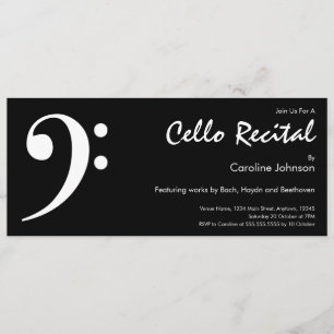 Modern Black White Music Cello Concert Overweging Kaart