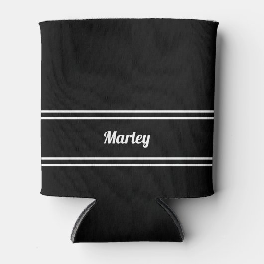 Modern Black & White Name Minimalist Blikjeskoeler (Voorkant)