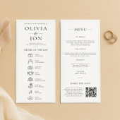 Modern Black White Order of Day and Menu Wedding