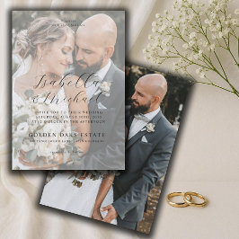 Modern Black & White Overlay Photo Wedding Kaart