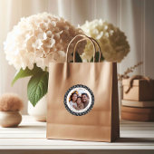 Modern Black & White Photo Christmas Ronde Sticker