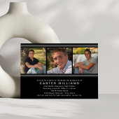 Modern Black White Photo Collage Graduparty Kaart