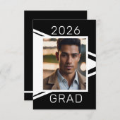 Modern Black White Photo Graduation Announcement Aankondiging (Voorkant / Achterkant)
