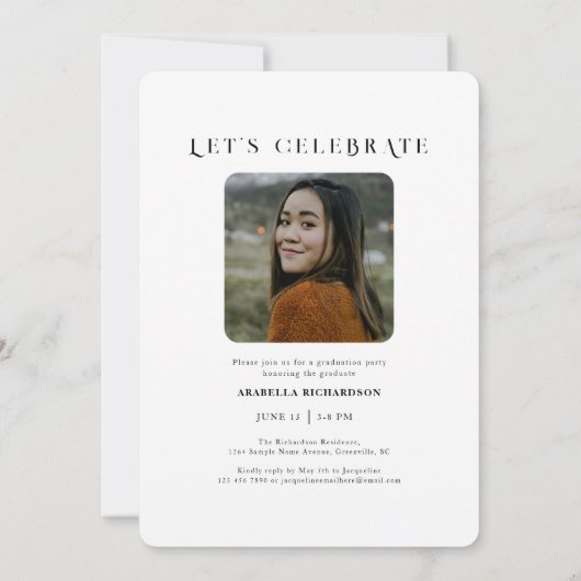 Modern Black White Photo Graduparty Kaart (Achterkant)