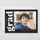 Modern Black White Photo Graduparty Kaart (Voorkant)