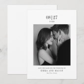 Modern Black & White Photo Wedding Save the Date (Devant / Derrière)