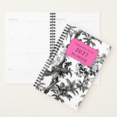 Modern Black White Pink Tropical Monkey Pattern (Devant avec enveloppe)