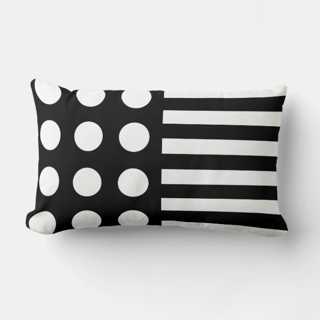 Modern Black White Polka Dots & Stripes Pattern Kussen (Voorkant)