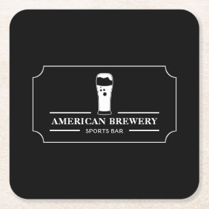 Modern Black & White, Pub/Brewery Vierkante Kartonnen Onderzetter