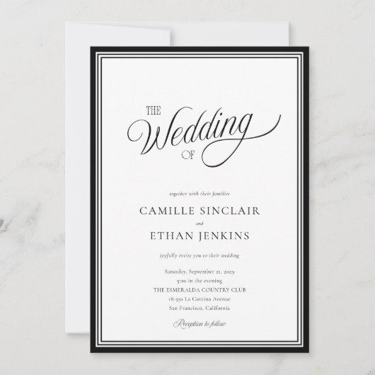 Modern Black & White QR Code All In One Invitation Kaart (Voorkant)