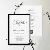 Modern Black & White QR Code All In One Invitation Kaart