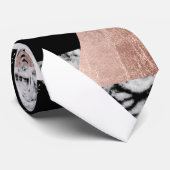 Modern Black White Roos Gold Triangles op marmer Stropdas (Opgerold)