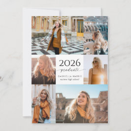 Modern Black + White Script 2026 Graduation Kaart