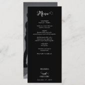Modern Black & White Script Couple Photo Wedding Menu (Voorkant / Achterkant)